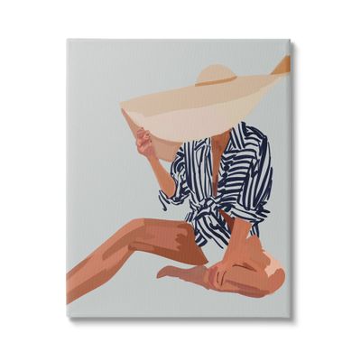 Stupell Industries Woman Obscured By Sun Hat Summer Beach Portrait Canvas Wall Art, Design By Amelia Noyes