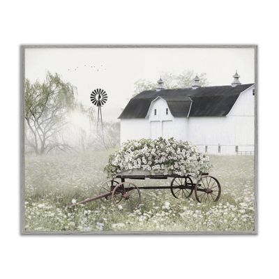 Vintage Flower Wagon Farmhouse Charm, 24 x 30 Inch Framed Gicle Print