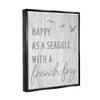 Stupell Industries Funny Happiness Phrase Rustic Seagull Beach Humor Floating Framed Wall Art, Design By Daphne Polselli view 2