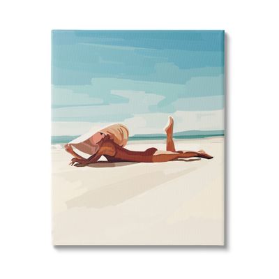 Stupell Industries Beach Babe Lounging Coastal Ocean Shoreline Canvas Wall Art, Design By Amelia Noyes