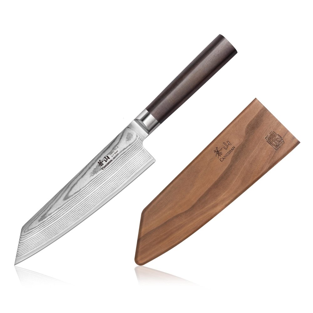 Cangshan HAKU Series 7-Inch Kiritsuke Knife with Sheath, Forged X-7 Damascus Steel, 501059