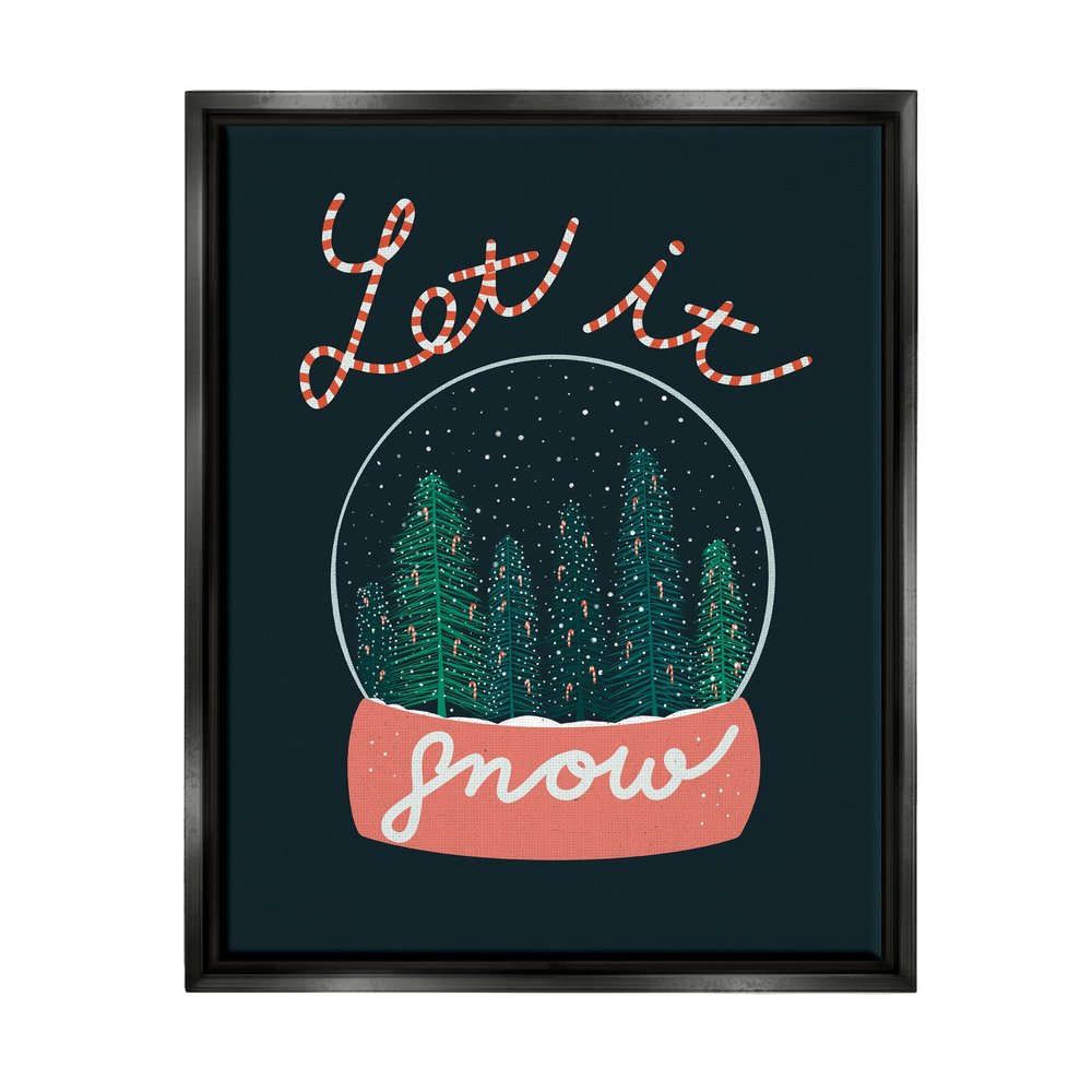 Stupell Industries Let It Snow Seasonal Winter Globe Candy Cane Text Floating Framed Wall Art, Design By Dominika Godette