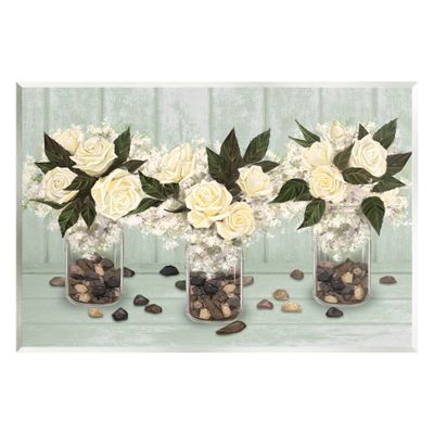 Stupell Industries Three Rose Bouquets Scattered Rocks Flower Arrangement Wood Wall Art, Design by Ziwei Li