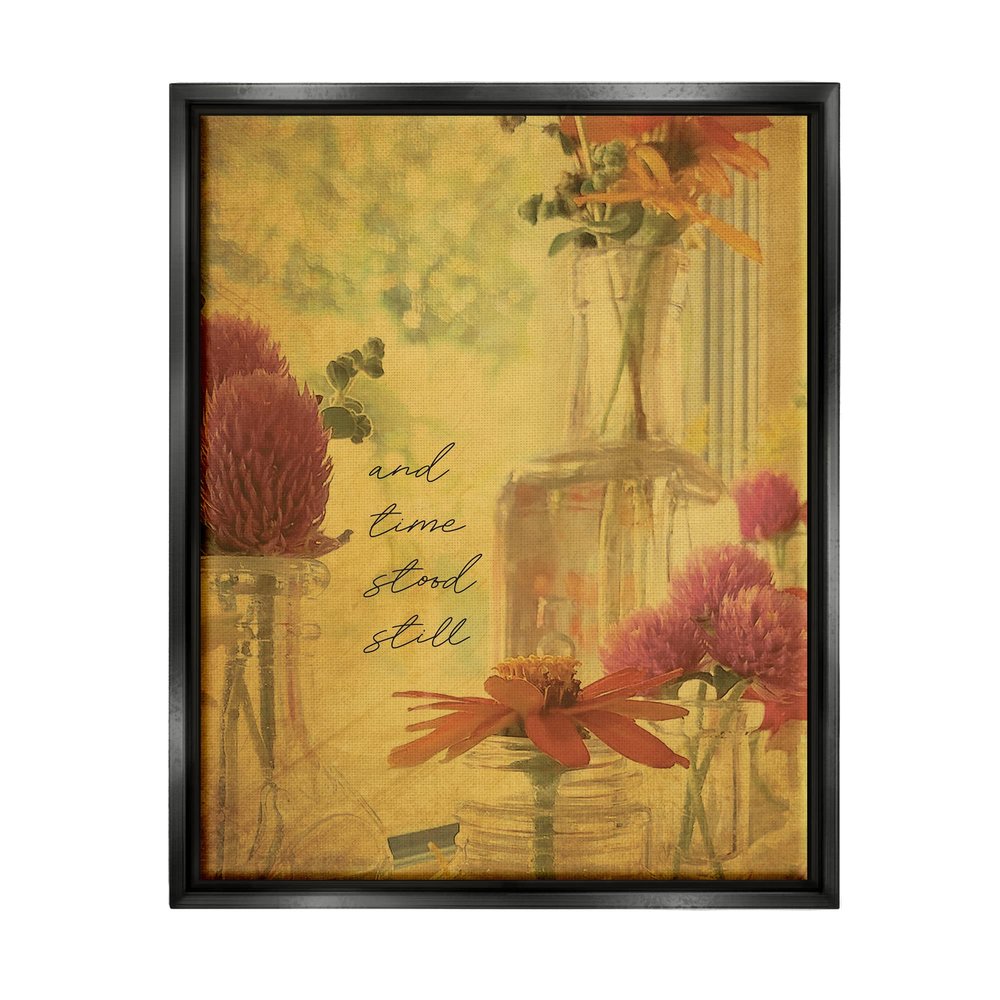Stupell Industries Elegant Flower Vase Vintage Cursive Poetry Quote Floating Framed Wall Art, Design by Tammy Apple