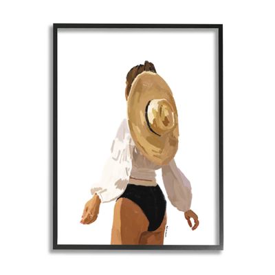 Stupell Industries Woman Draped Sun Hat Tropical Summer Vacation Framed Wall Art, Design By Amelia Noyes
