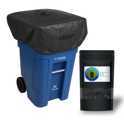 trash smell buster Outdoor Trash Can Cover Odor Eliminating Bag with Elastic Band Lemon Scented Durable 64 Gallon 3 Pack