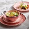 12Pcs Melamine Dinnerware Set, Plates And Bowls Sets for 4, Pink Color Dinnerware Sets, Melamine Plates Bowls Indoor and Outdoor Use Dish Set Dishwasher Safe BPA Free(Pink) view 4