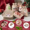 KISSITTY 30pcs 15 Styles Christmas Theme Drawstring Bags Storage Pouches Rectangle Shape Santa Claus Christmas Tree Snowman Wreath Reindeer Pattern for Jewelry Gifts Party Favors Wrapping view 2