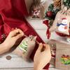 KISSITTY 30pcs 15 Styles Christmas Theme Drawstring Bags Storage Pouches Rectangle Shape Santa Claus Christmas Tree Snowman Wreath Reindeer Pattern for Jewelry Gifts Party Favors Wrapping view 4