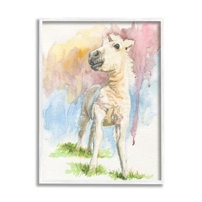 Stupell Industries Stoic Fantasy Unicorn Pastel Dripping Watercolor Detail Framed Wall Art, Design By Jennifer Redstreake