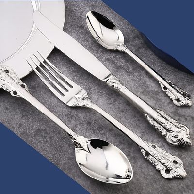 24 Piece Silverware Set Service for 6 Durable 18/10 Stainless Steel Flatware Sets Palace Design Home Kitchen Wedding Hotel Cutlery Utensils Include Teaspoons Knifes Forks and Spoons