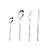 24 Piece White Silverware Set for 6 Stainless Steel Flatware Sets With Marble Grain Home Kitchen Wedding Hotel Delicate Cutlery Utensils Include Teaspoons Knifes Forks and Spoons view 1