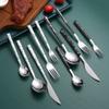 24 Piece White Silverware Set for 6 Stainless Steel Flatware Sets With Marble Grain Home Kitchen Wedding Hotel Delicate Cutlery Utensils Include Teaspoons Knifes Forks and Spoons view 4