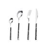 24 Piece Black Silverware Set for 6 Stainless Steel Flatware Sets With Marble Grain Home Kitchen Wedding Hotel Delicate Cutlery Utensils Include Teaspoons Knifes Forks and Spoons view 1