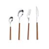24 Piece Wooden Silverware Set for 6 Stainless Steel Flatware Sets With Yellow Wood Grain Handle Eating Kitchen Cutlery Utensils Include Knifes Spoons and Forks Teaspoons Delicate Tableware view 1
