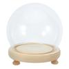Sewroro Glass Display Dome Cloche with Wooden Base Clear Craft Snow Globes Keepsake Display Globe with Light for Xmas DIY Crafts Birthday Holiday Office Halloween Home Decoration 13cm view 1