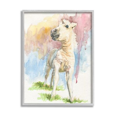 Stupell Industries Stoic Fantasy Unicorn Pastel Dripping Watercolor Detail Framed Wall Art, Design By Jennifer Redstreake
