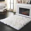 SAFAVIEH Sheep Skin Collection Area Rug - 4' Square, Natural & White, Handmade Rustic Glam Genuine Pelt, 3.4-inch Thick Ideal for High Traffic Areas in Living Room, Bedroom (SHS211A) view 1