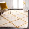 SAFAVIEH Hudson Shag Collection Area Rug - 4' Square, Ivory & Gold, Modern Trellis Design, Non-Shedding & Easy Care, 2-inch Thick Ideal for High Traffic Areas in Living Room, Bedroom (SGH281E) view 1