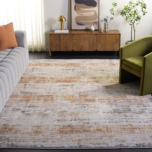 SAFAVIEH Area Rug 8x10 - Princeton Collection - Large - Light Beige & Green, Modern Abstract Design, Non-Shedding & Easy Cleaning, Ideal for Living Room, Bedroom, Office, Dining Space (PRN719A)