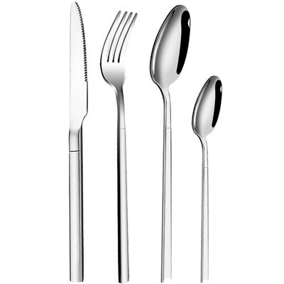 24 Piece Silverware Set for 6 Durable 18/10 Stainless Steel Heavy Square Flatware Sets Nice Weight Home Kitchen Hotel Wedding Cutlery Utensils Delicate Knifes Forks and Spoons Sets