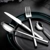 24 Piece Silverware Set for 6 Durable 18/10 Stainless Steel Heavy Square Flatware Sets Nice Weight Home Kitchen Hotel Wedding Cutlery Utensils Delicate Knifes Forks and Spoons Sets view 2