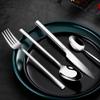 24 Piece Silverware Set for 6 Durable 18/10 Stainless Steel Heavy Square Flatware Sets Nice Weight Home Kitchen Hotel Wedding Cutlery Utensils Delicate Knifes Forks and Spoons Sets view 3