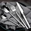 24 Piece Silverware Set for 6 Durable 18/10 Stainless Steel Heavy Square Flatware Sets Nice Weight Home Kitchen Hotel Wedding Cutlery Utensils Delicate Knifes Forks and Spoons Sets view 4