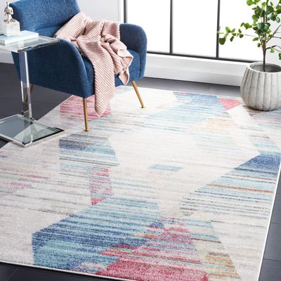 SAFAVIEH Area Rug 8x10 - Phoenix Collection - Large - Ivory & Blue, Modern Abstract Design, Non-Shedding & Easy Cleaning, Ideal for Living Room, Bedroom, Office, Dining Space (PHX571M)