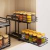 BOIVSHI Spice Rack Organizer for Cabinet, 2 Tier Pull Out Spice Organizer for Cabinet Height Adjustable Heavy Duty Metal Basket for Inside Cabinets & Pantry Closet (5.5''Wx10.5''Dx9.5''H) view 1