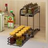 BOIVSHI Spice Rack Organizer for Cabinet, 2 Tier Pull Out Spice Organizer for Cabinet Height Adjustable Heavy Duty Metal Basket for Inside Cabinets & Pantry Closet (5.5''Wx10.5''Dx9.5''H) view 2