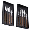 24 Piece Wooden Silverware Set for 6 Stainless Steel Flatware Sets With Red Wood Grain Handle Eating Kitchen Cutlery Utensils Include Knifes Spoons and Forks Teaspoons Delicate Tableware view 3