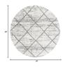 SAFAVIEH Hudson Shag Collection 4' Round Grey/Beige SGH281J Modern Diamond Trellis Non-Shedding 2-inch Thick Area Rug view 2