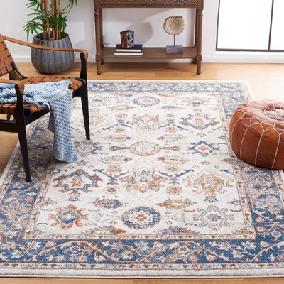 SAFAVIEH Area Rug 8x10 - Symphony Collection - Large - Ivory & Navy, Traditional Oriental Design, Non-Shedding & Easy Cleaning, Ideal for Living Room, Bedroom, Office, Dining Space (SYH616A)