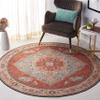 SAFAVIEH Washable Rug Tucson Collection - 6' Round, Aqua & Rust, Slip Resistant & Easy to Clean, Ideal for Living Room, Bedroom, Dining Space (TSN150J) view 1