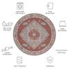 SAFAVIEH Washable Rug Tucson Collection - 6' Round, Aqua & Rust, Slip Resistant & Easy to Clean, Ideal for Living Room, Bedroom, Dining Space (TSN150J) view 4