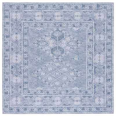 SAFAVIEH Washable Rug Tucson Collection - 6' Square, Grey & Ivory, Slip Resistant & Easy to Clean, Ideal for Living Room, Bedroom, Dining Space (TSN141F)