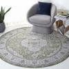 SAFAVIEH Washable Rug Tucson Collection - 6' Round, Green & Beige, Slip Resistant & Easy to Clean, Ideal for Living Room, Bedroom, Dining Space (TSN136Y) view 1