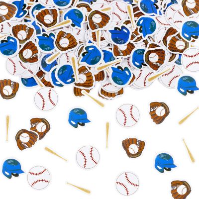 400 Pcs Baseball Confetti - 4 Styles, Table & Party Decorations, Sports Theme