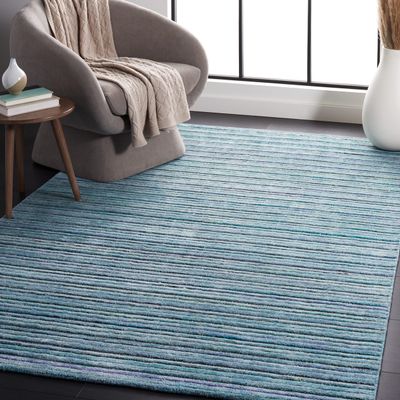 SAFAVIEH Elements Collection Area Rug - 5' x 8', Aqua, Modern Stripe Design, Non-Shedding & Easy Care, Ideal for High Traffic Areas in Living Room, Bedroom (ELM701J)