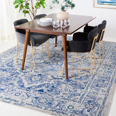SAFAVIEH Area Rug 8x10 - Brentwood Collection - Large - Blue & Ivory, Oriental Medallion Design, Non-Shedding & Easy Cleaning, Ideal for Living Room, Bedroom, Office, Dining Space (BNT837M)