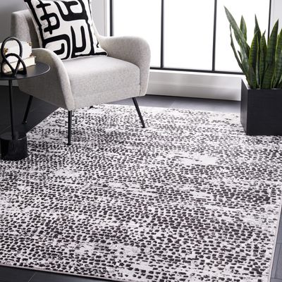 SAFAVIEH Amelia Collection Accent Rug - 4'5" x 6'5", Charcoal & Grey, Modern Abstract Design, Non-Shedding & Easy Care, Ideal for High Traffic Areas in Entryway, Living Room, Bedroom (ALA254J)