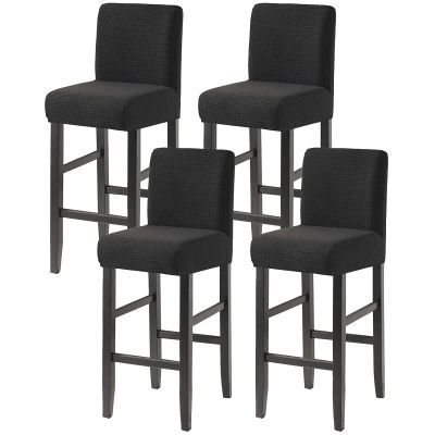 ANMUR Retro Bar Chair Stool Covers for Pub Counter 1/2/4/6 Pack Soft Elastic Height Barstool Chair Slipcover Universal Size for Dining Room, Living Room, Kitchen, Office (Color : Black, Size : 4 pcs)