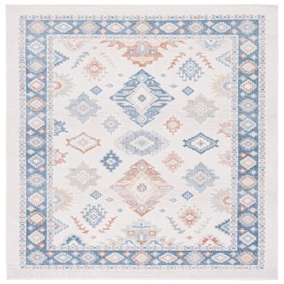 SAFAVIEH Washable Rug Blair Collection- 9' x 12', Beige & Blue, Easy Cleaning, Ideal for in Living Room, Bedroom, Home Office, Dining Space (BLR218B)