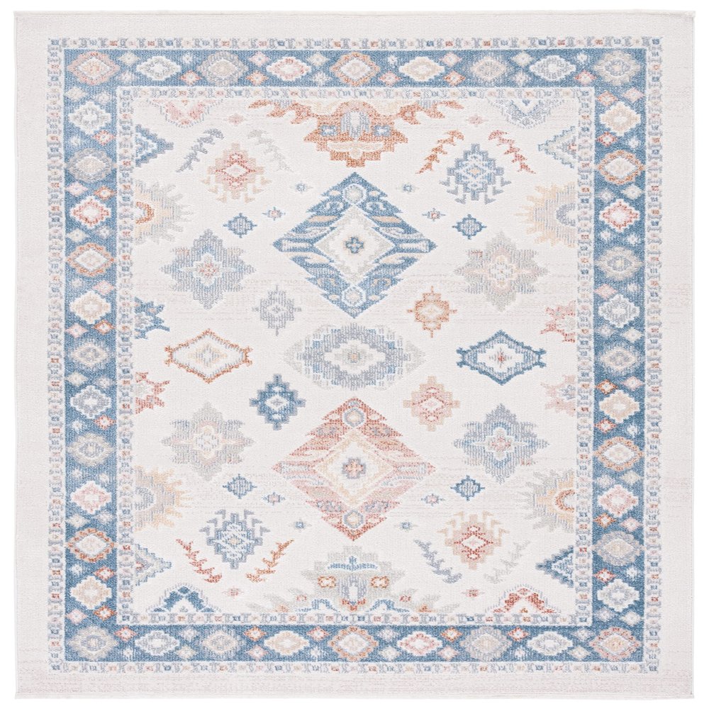 SAFAVIEH Washable Rug Blair Collection- 9' x 12', Beige & Blue, Easy Cleaning, Ideal for in Living Room, Bedroom, Home Office, Dining Space (BLR218B)