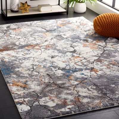 SAFAVIEH Area Rug 8x10 - Cyrus Shag Collection - Large - Grey & Ivory, Modern Abstract Design, Non-Shedding & Easy Cleaning, Ideal for Living Room, Bedroom, Office, Dining Space (CYR142F)
