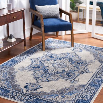 Safavieh Area Rug 8x10 - Brentwood Collection - Large - Blue & Light Grey, Oriental Medallion Design, Non-Shedding & Easy Cleaning, Ideal for Living Room, Bedroom, Office, Dining Space (BNT861M)