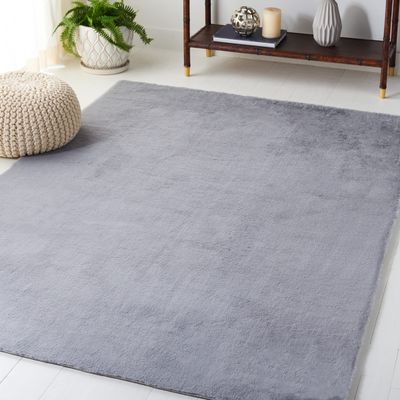 SAFAVIEH Washable Rug Faux Rabbit Fur Shag Collection - 5' x 7', Light Grey, Slip Resistant & Easy Cleaning, Ideal for Living Room, Bedroom, Kids Playroom, Nursery, Dining Space (FRF500F)
