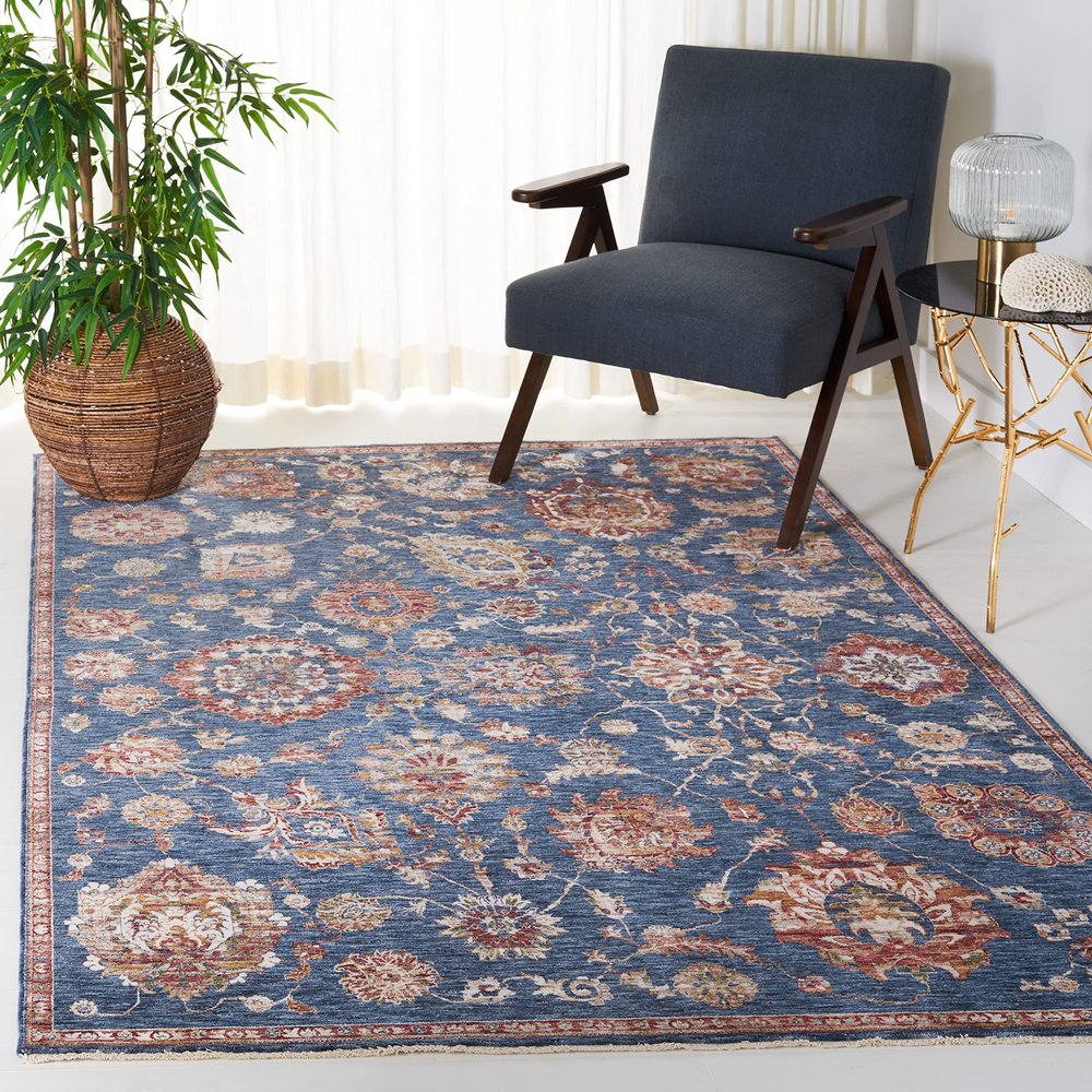 SAFAVIEH Area Rug 8x10 - Heirloom Collection - Large - Navy & Beige, Traditional Oriental Design, Non-Shedding & Easy Cleaning, Ideal for Living Room, Bedroom, Office, Dining Space (HRL718N)