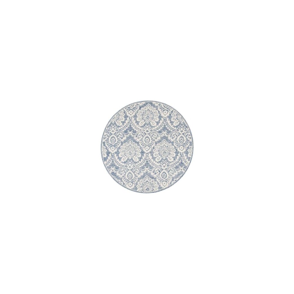SAFAVIEH Blossom Collection 4' Round Blue/Ivory BLM106M Handmade Wool Area Rug